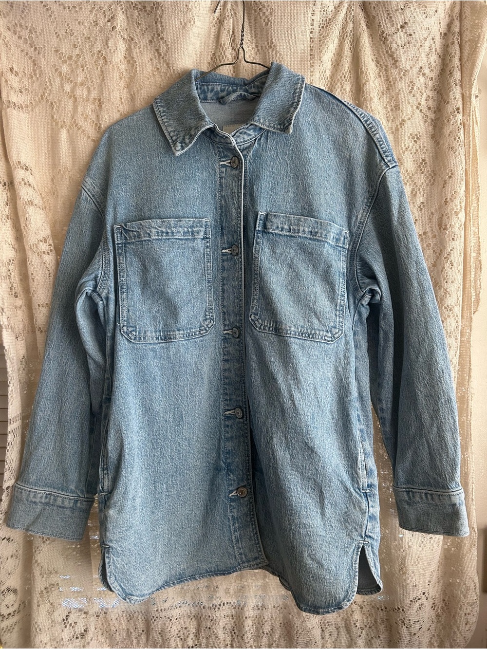 Abercrombie & Fitch Light Wash Denim Shacket/Chore Jacket